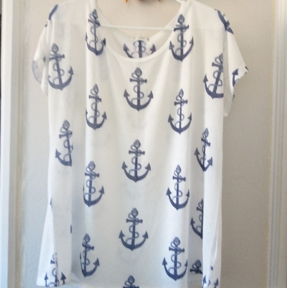 White and blue anchor shirt
